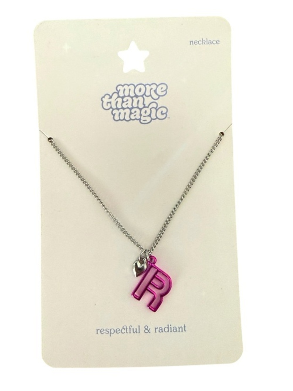 🫶🏻 More Than Magic Silver Chain Necklace with Hot Pink 'R' Charm